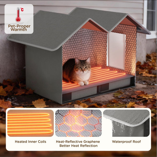 Bedsure casa para gatos con puertas dobles para evitar corrientes de aire.