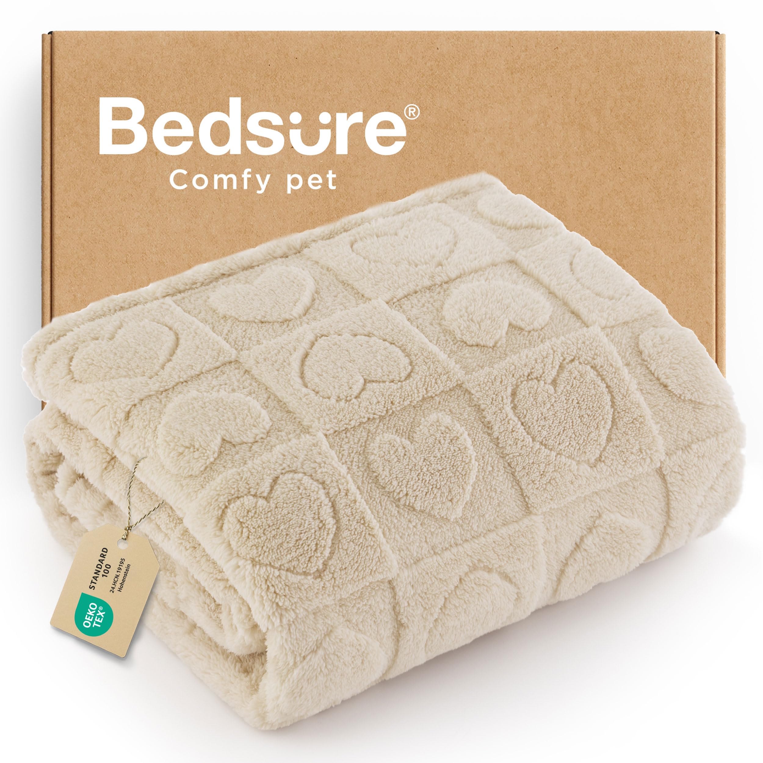 Cobija Bedsure para mascotas, blanca y suave, ideal para perros y gatos pequeños.