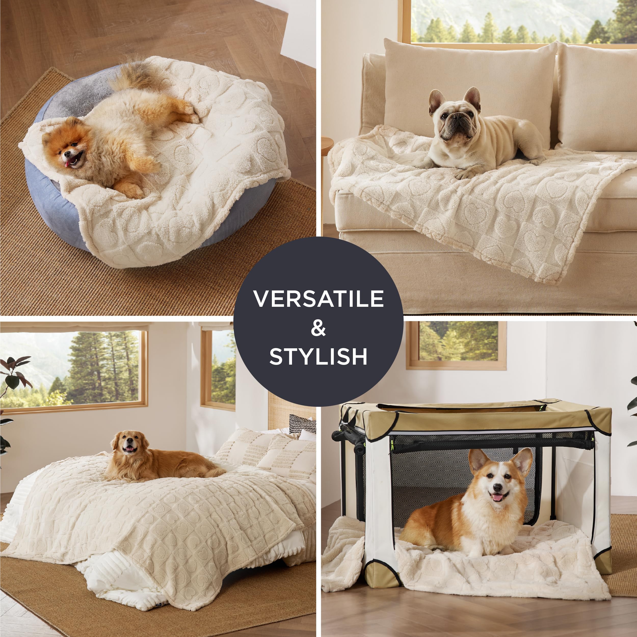 Protección de muebles con cobija Bedsure para perro, manteniendo el salón limpio.