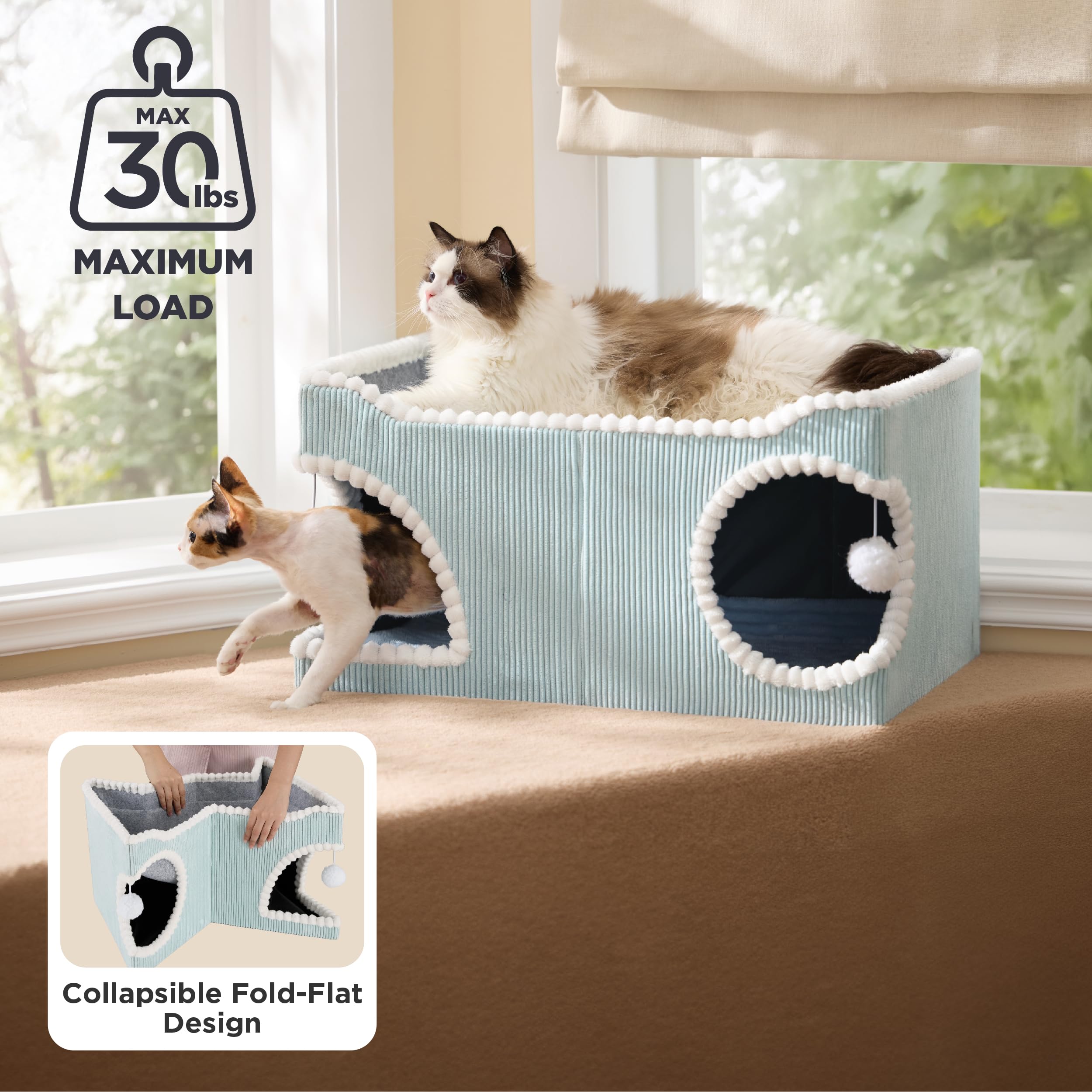 Bedsure cueva-plegable para gatos, refugio privado durante el juego.