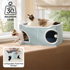 Bedsure cueva-plegable para gatos, refugio privado durante el juego.