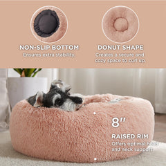 Bedsure donut cama perro pequeño rosa borde elevado: apoyo para cabeza y cuello