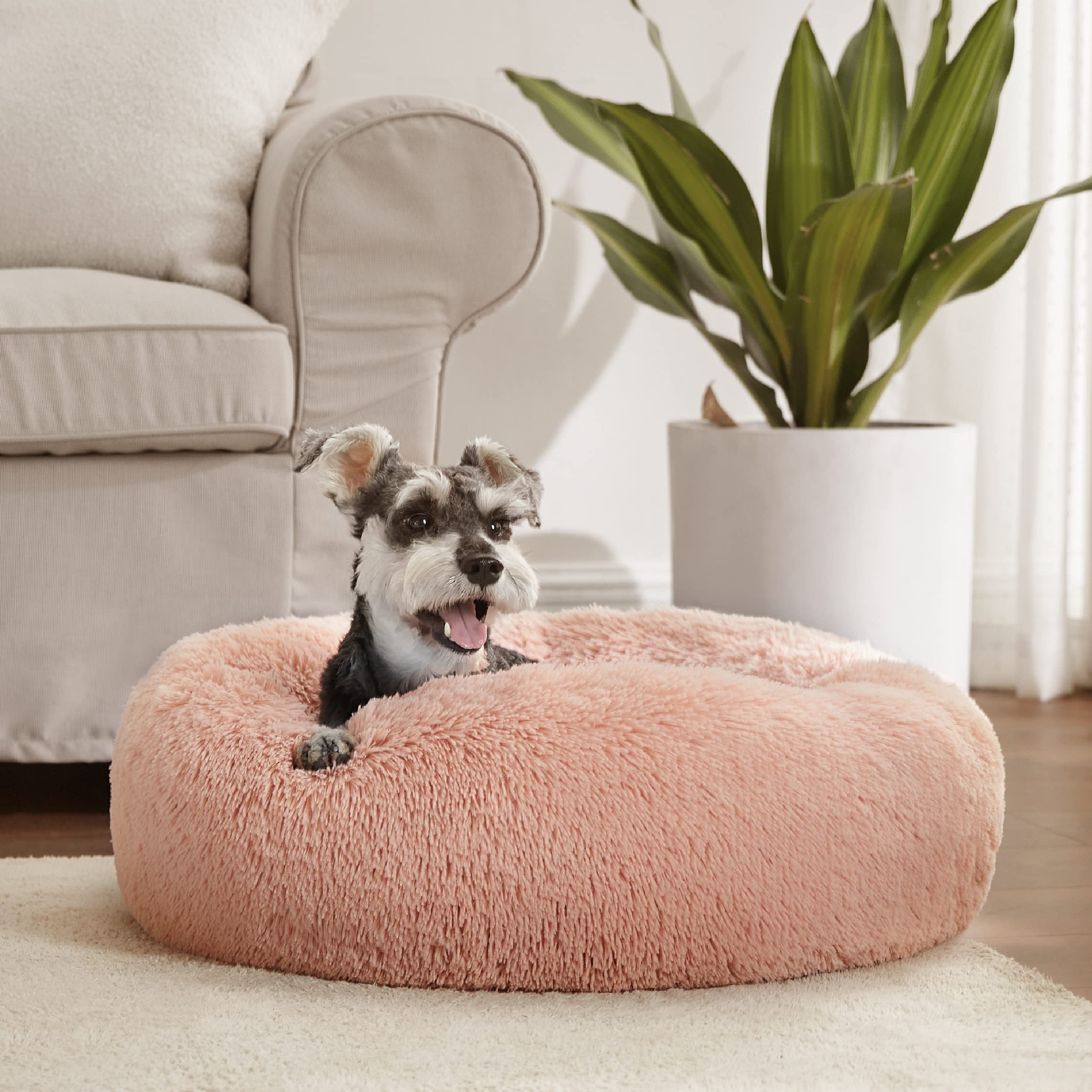 Bedsure donut cama perro pequeño rosa uso diario: descanso cómodo para mascotas