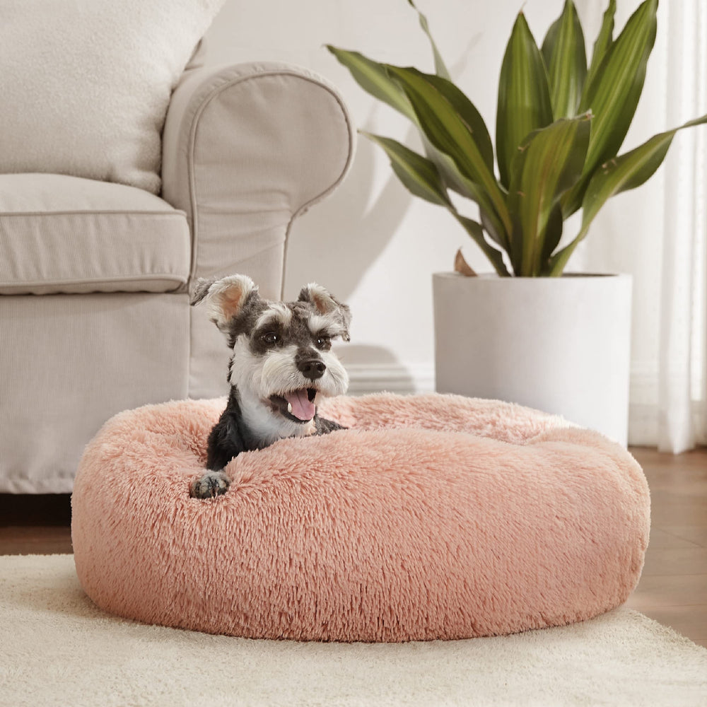 Bedsure donut cama perro pequeño rosa uso diario: descanso cómodo para mascotas
