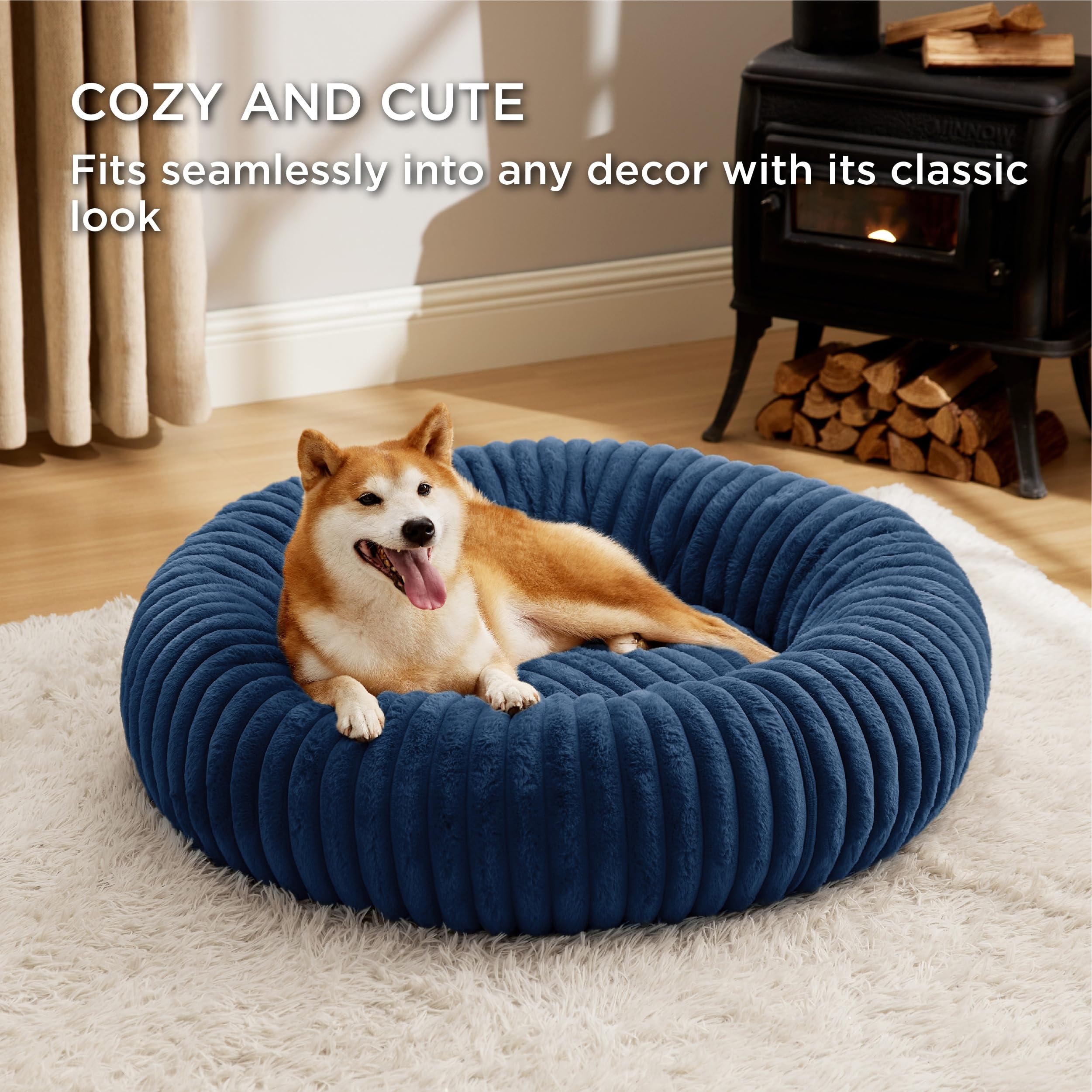 Bedsure Donut Grande Cama para Perro, funda removible para limpieza fácil