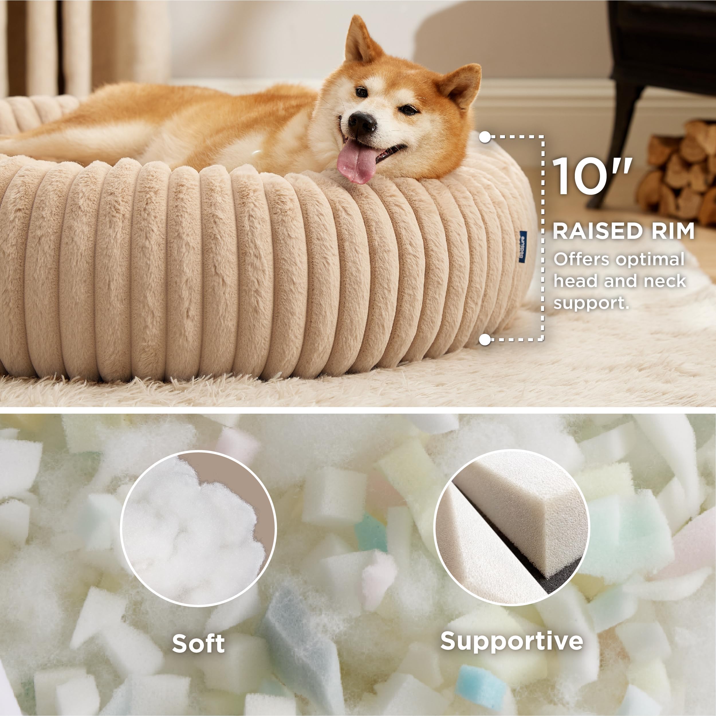 Bedsure Donut, funda removible de pana, fácil limpieza para uso diario.