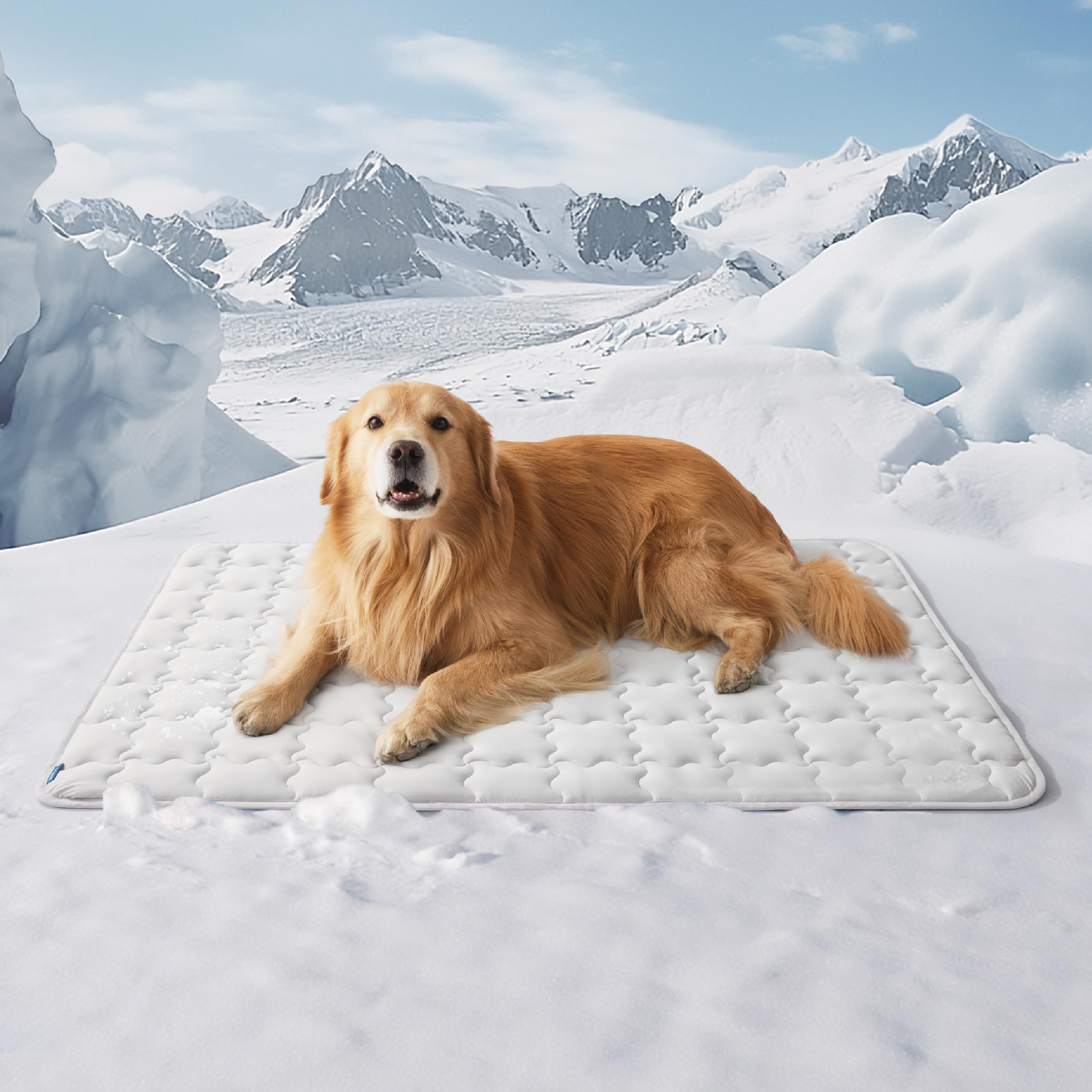 Bedsure: Almohadilla enfriamiento para perro grande, superficie fría para confort veraniego.