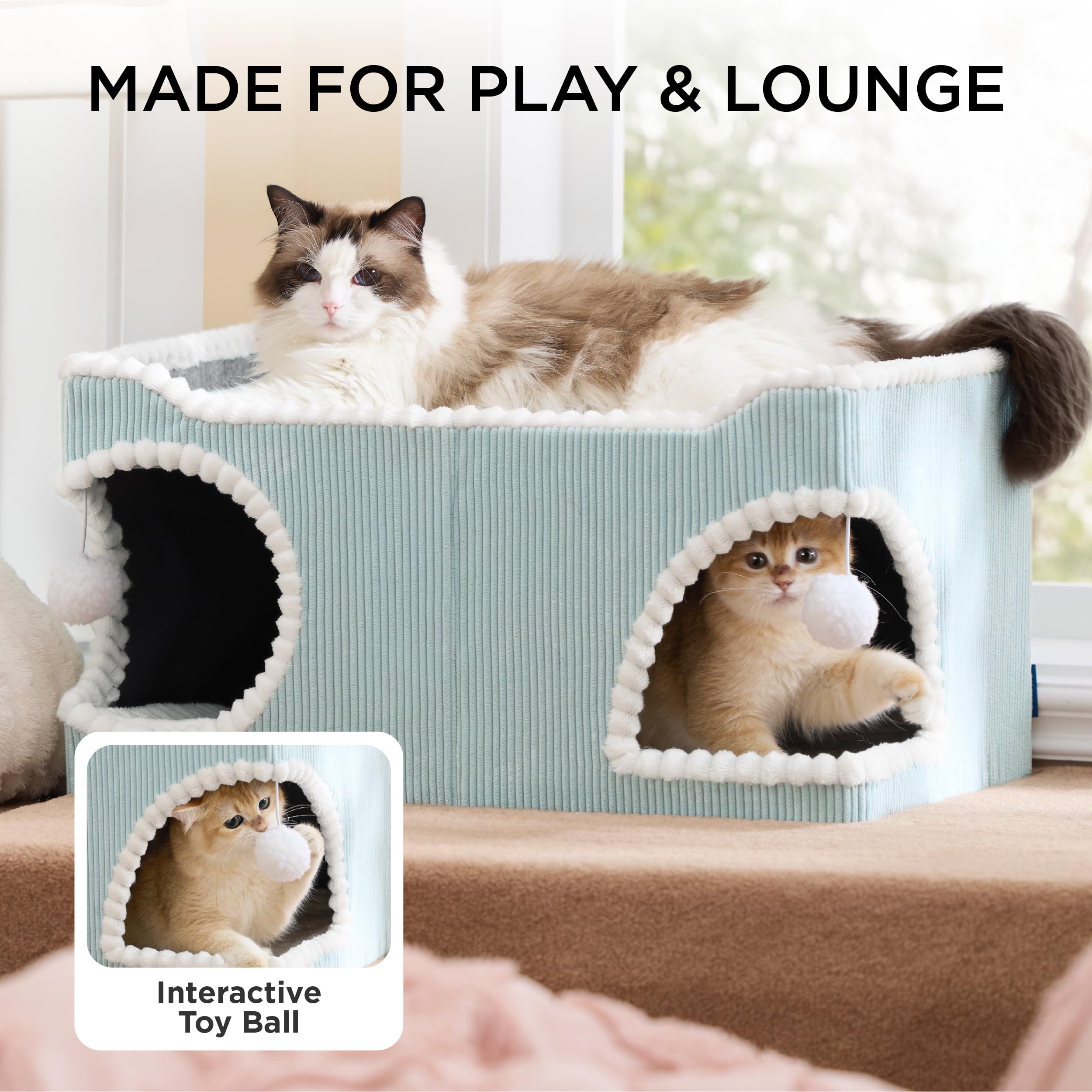 Bedsure espacio grande para varias mascotas, perfecto para hogares con 2+ gatos.