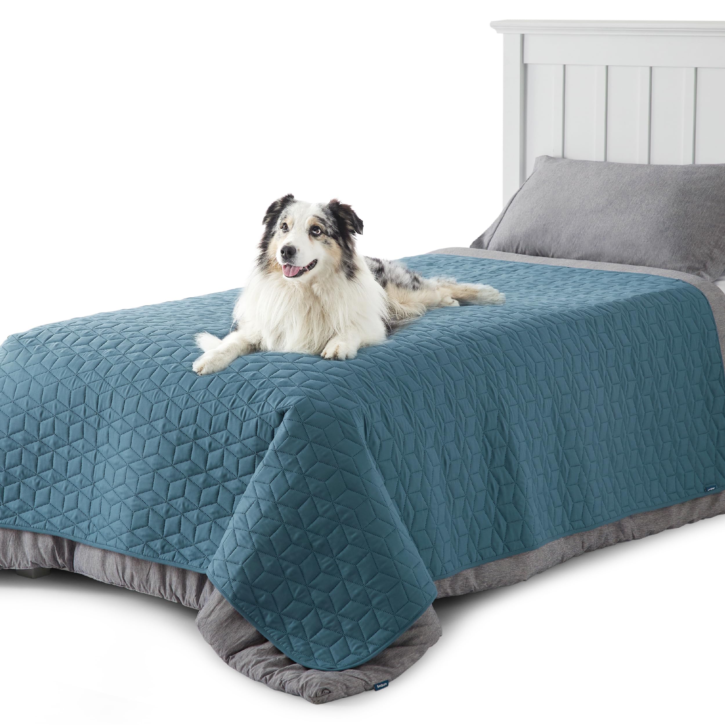 Bedsure funda impermeable para sofa azul protege contra derrames de mascotas
