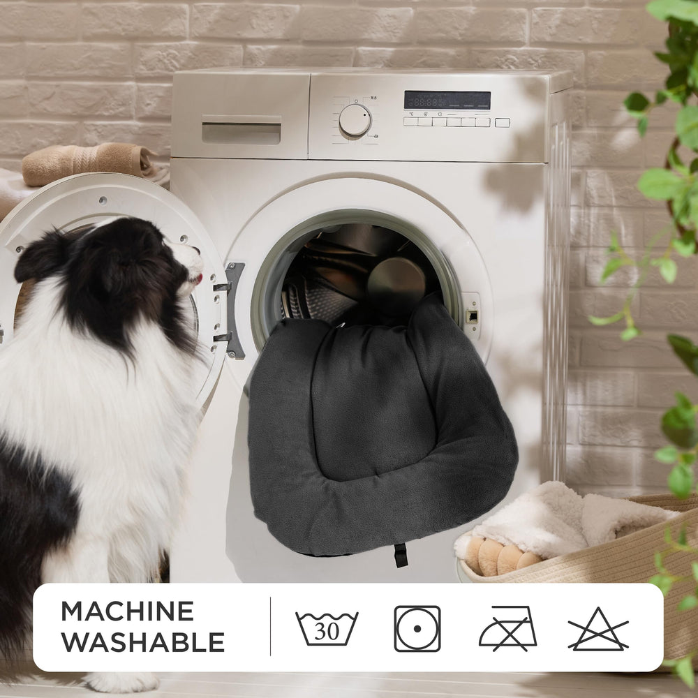Bedsure funda lavable para cama de perro en jaula, limpieza fácil.