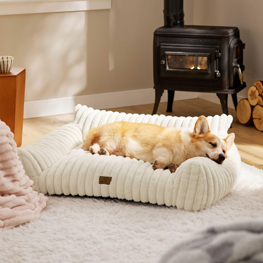 Bedsure funda lavable crema, limpieza rápida para mantener la cama de mascota fresca.