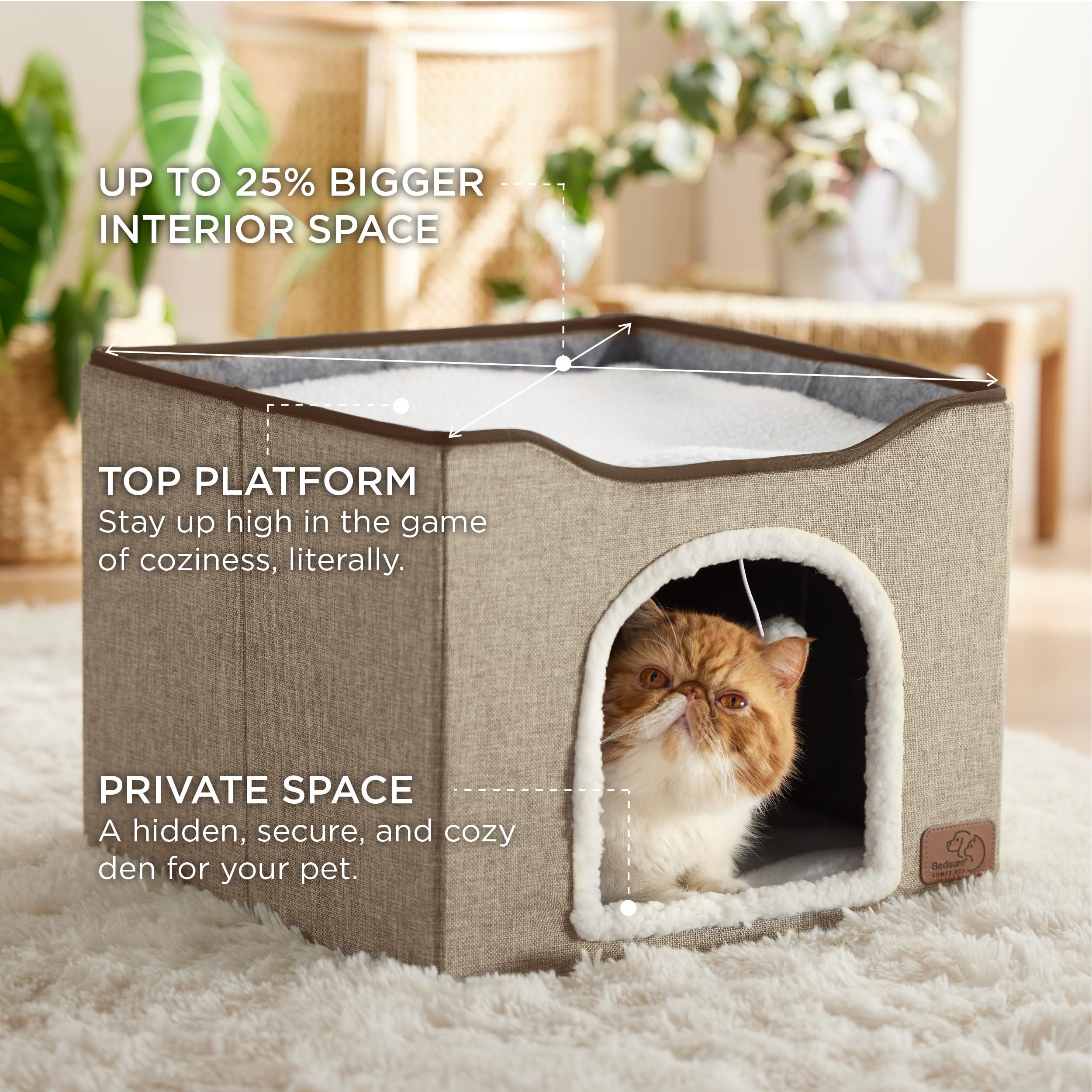 Bedsure bola peluche colgante, estimula juego y exploración del gato.