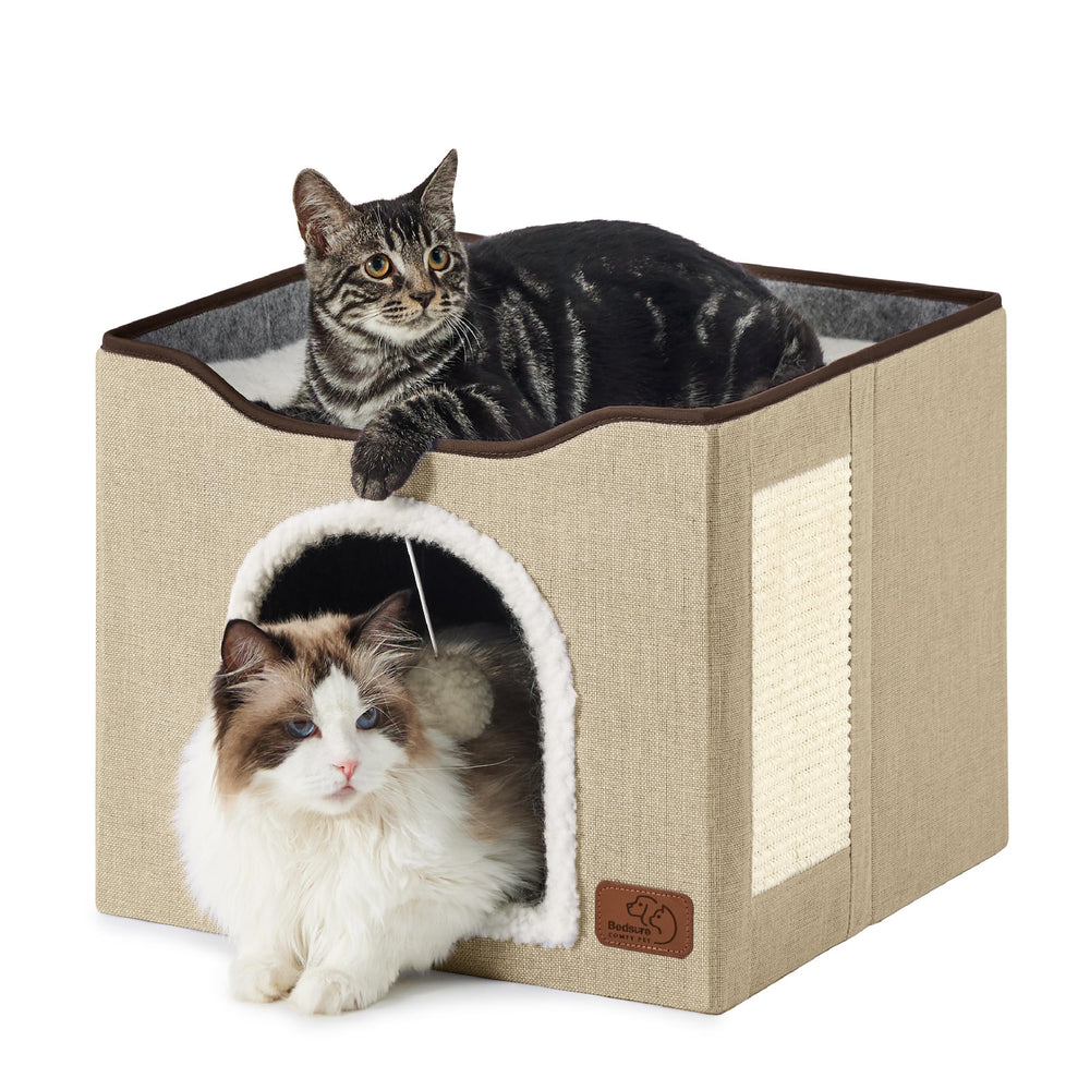 Bedsure cueva interior grande para gato, espacio privado para dormir y mirar por la ventana.