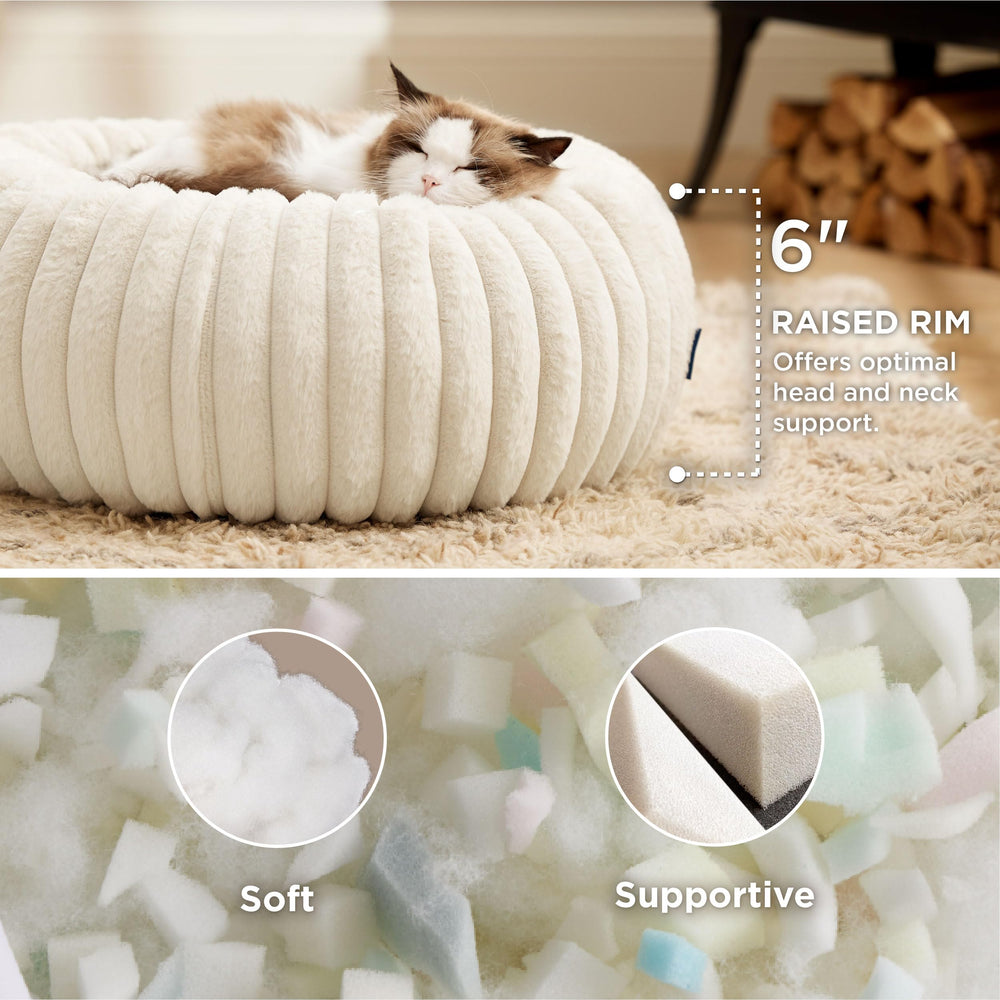 Bedsure cama para gato con felpa de pana, sensación cálida y suave.