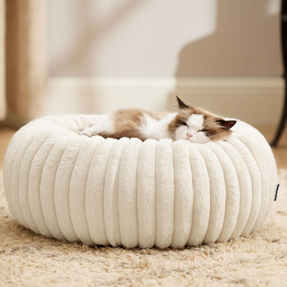 Bedsure cama donut tamaño 20x20x6 pulgadas, ideal para espacios reducidos.