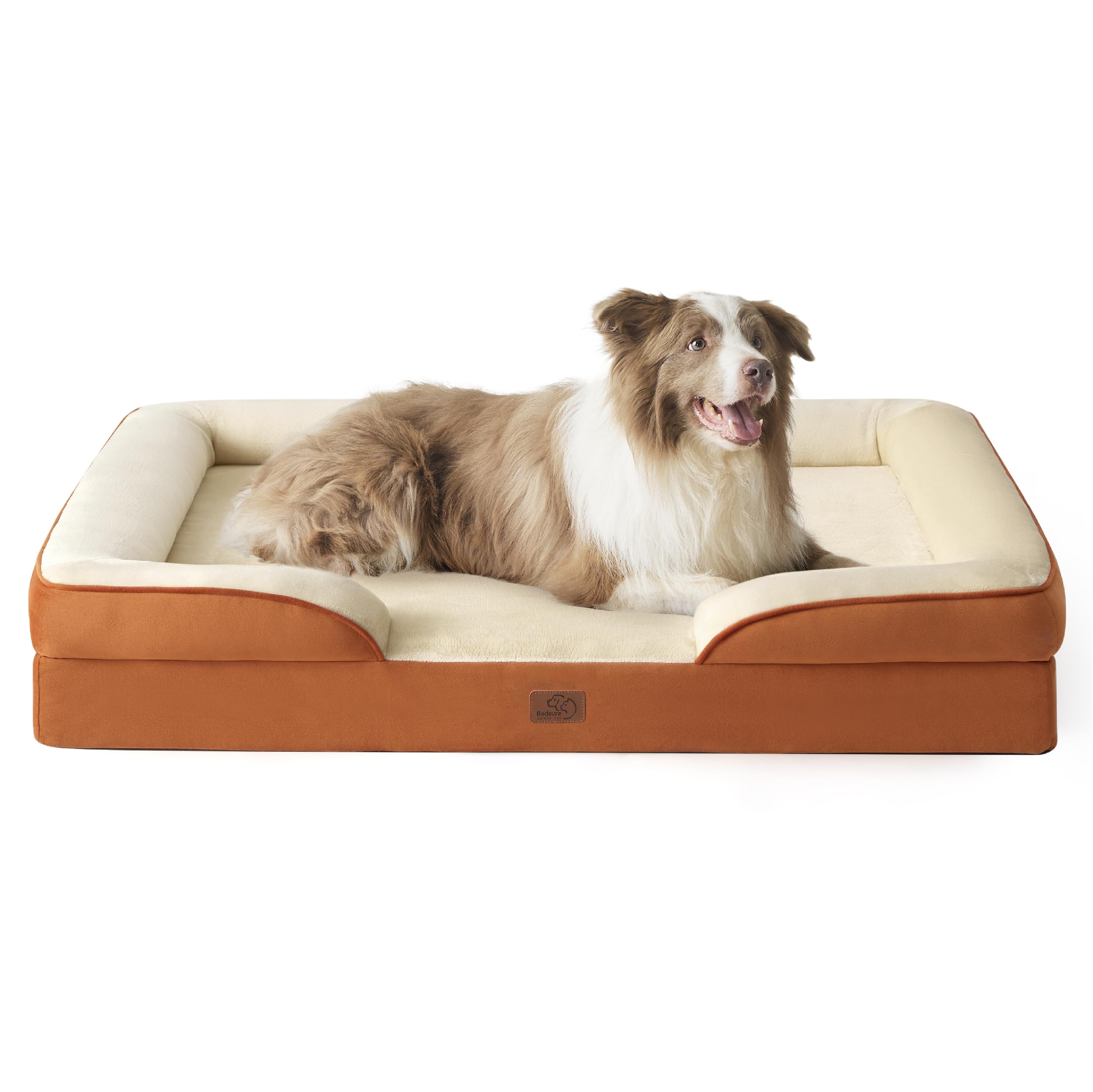 Bedsure L Plus cama ortopédica para perros grandes en Ember Clay, vista general