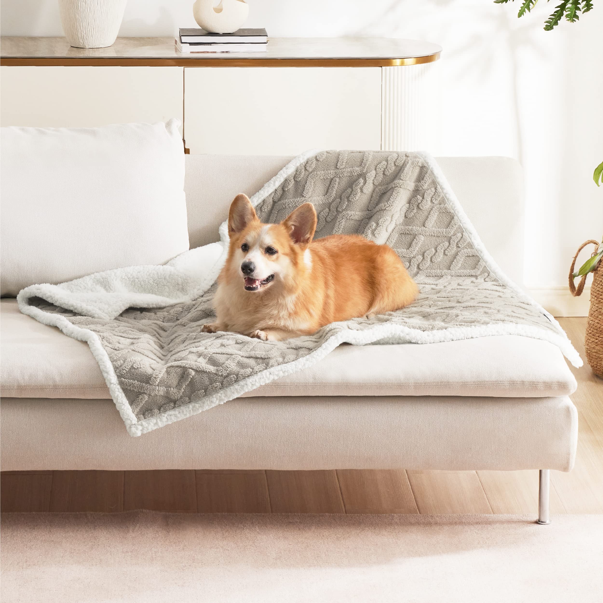 Bedsure manta impermeable para perro mediano, protección de sofá contra pelos y manchas.