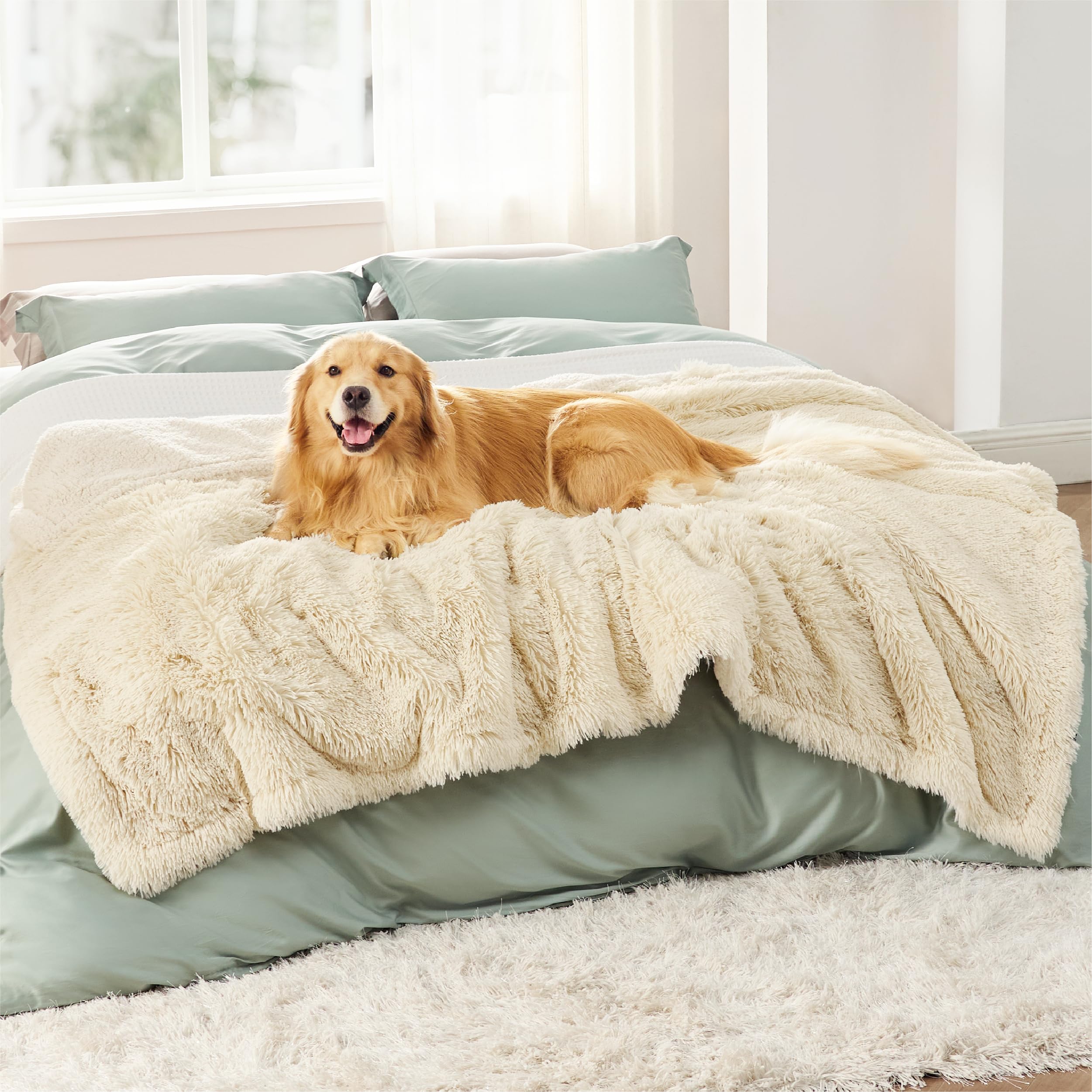 Bedsure manta-impermeable para perros grandes en crema protege muebles de derrames