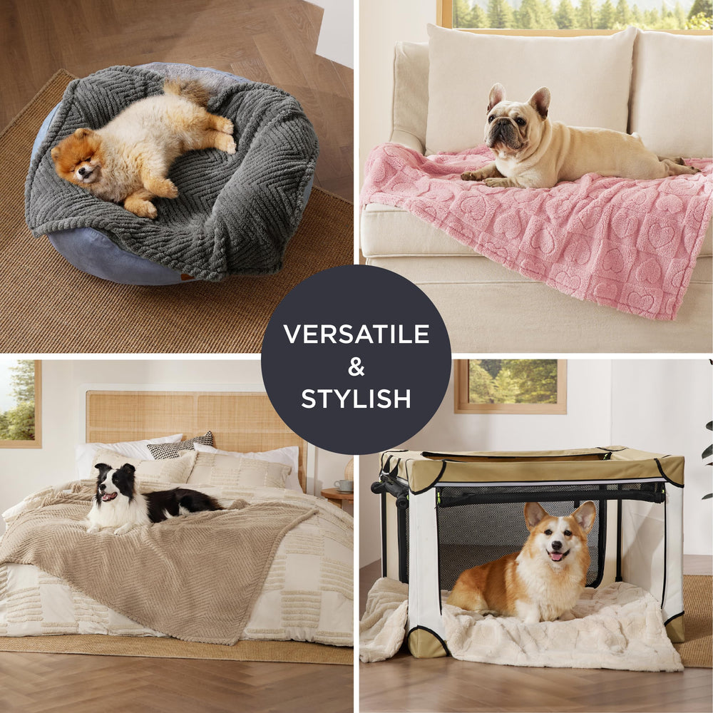 Bedsure manta peluche rosa para perros, textura suave para sesiones de descanso.