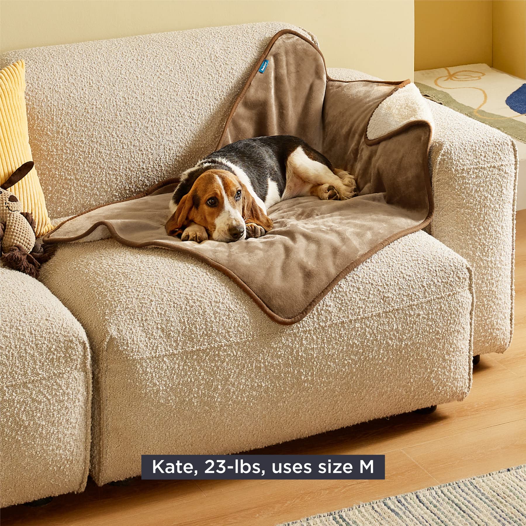 Bedsure manta para perro color camel, diseño duradero para uso diario.
