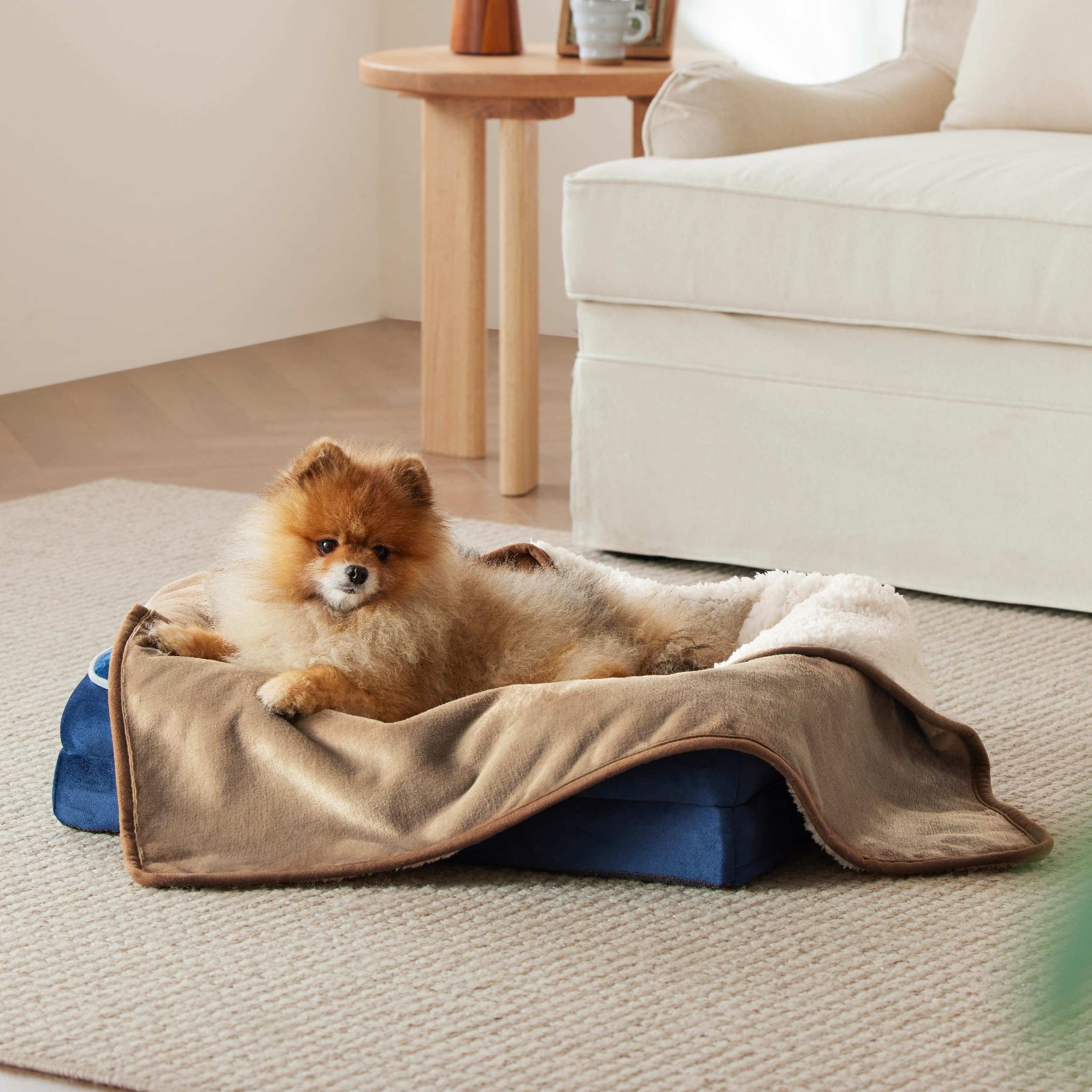 Bedsure manta impermeable para perros camel, reverso con franela suave