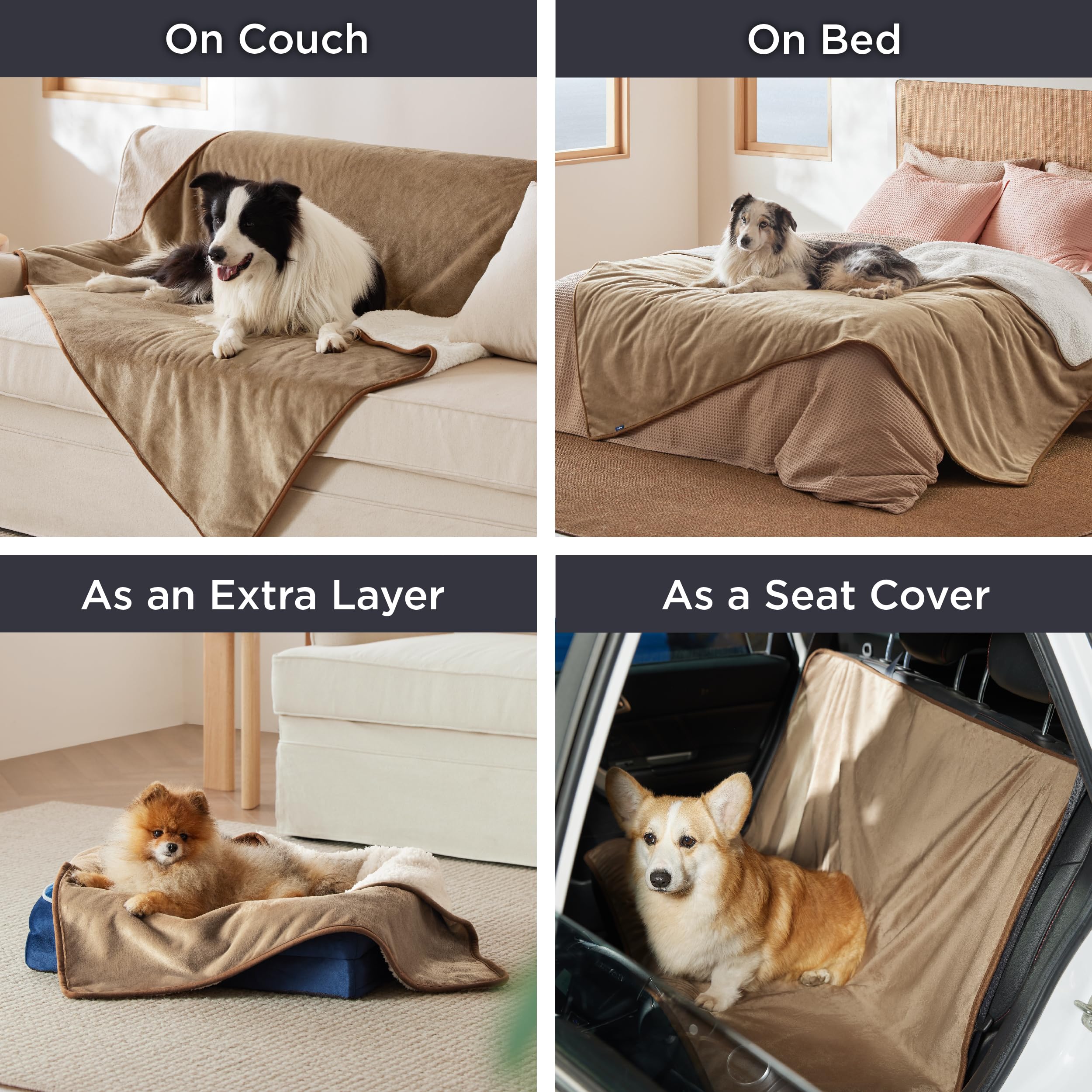 Bedsure manta para perros camel, lavable a máquina para limpieza rápida