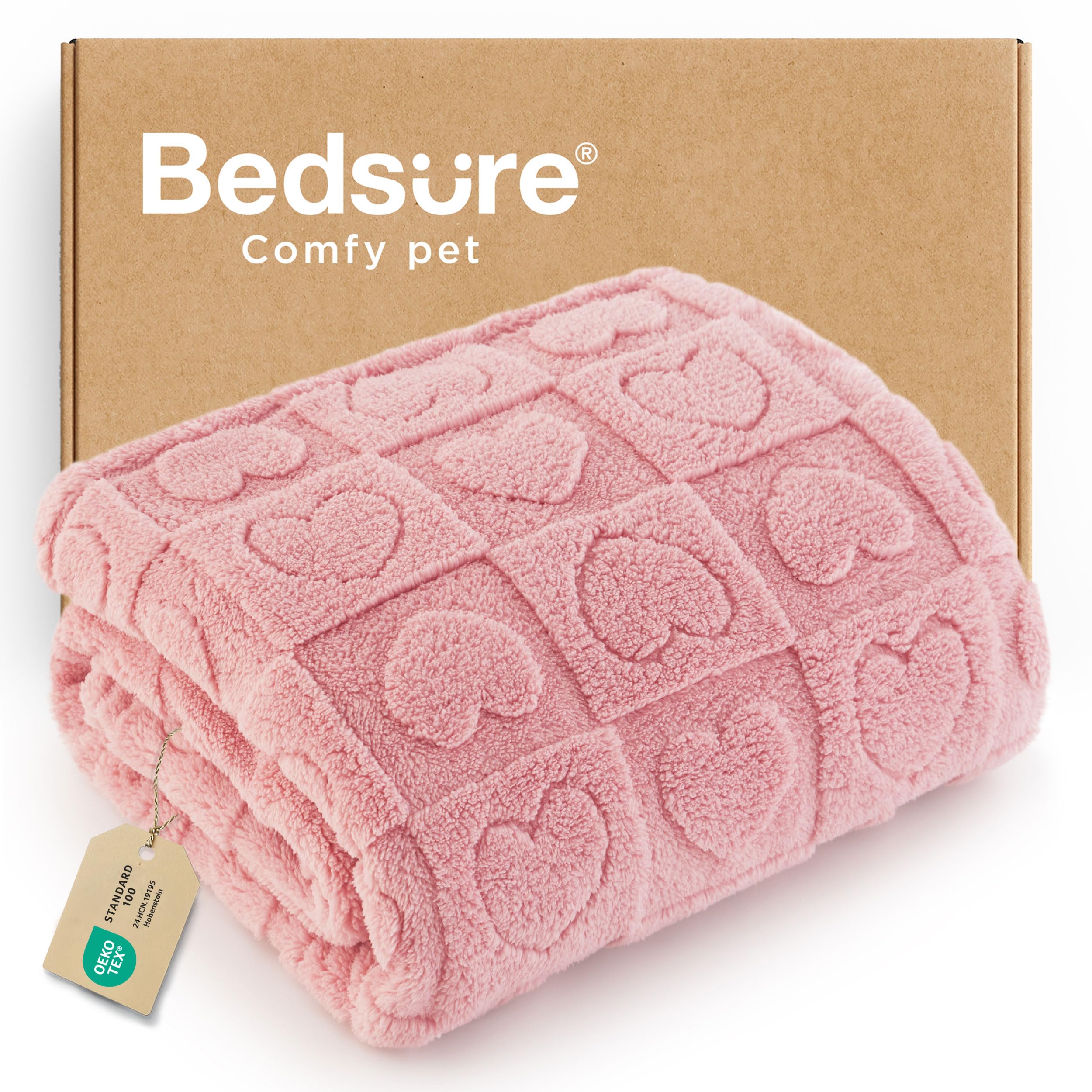 Bedsure manta para perro pequeño rosa 25x35, suave y cálida para acurrucarse.