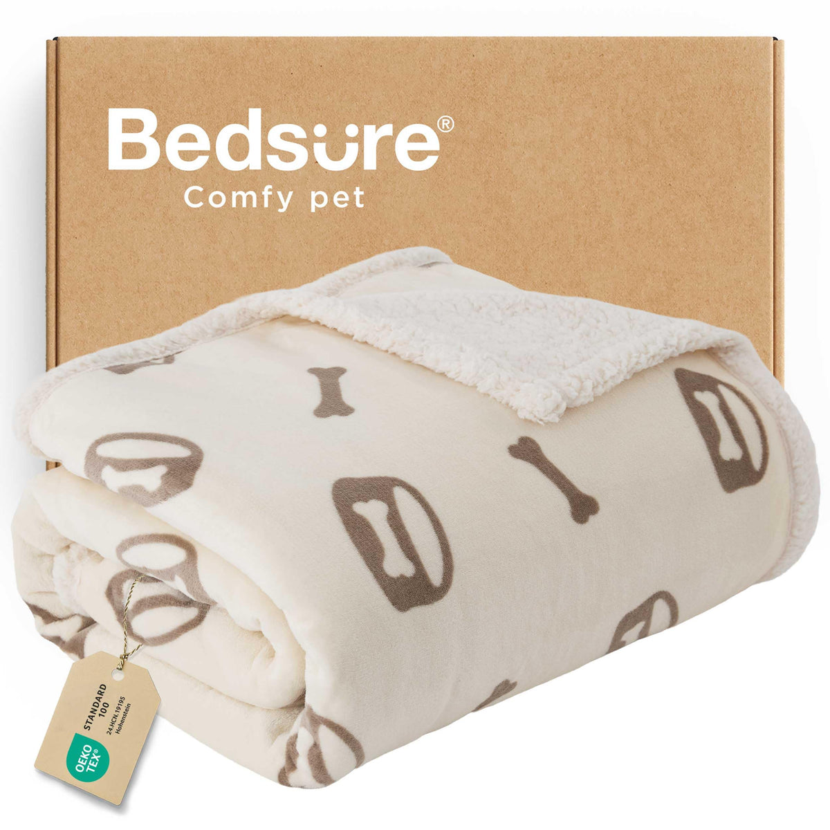 Bedsure manta para perros con sherpa doble cara, calor suave para acurrucarse.