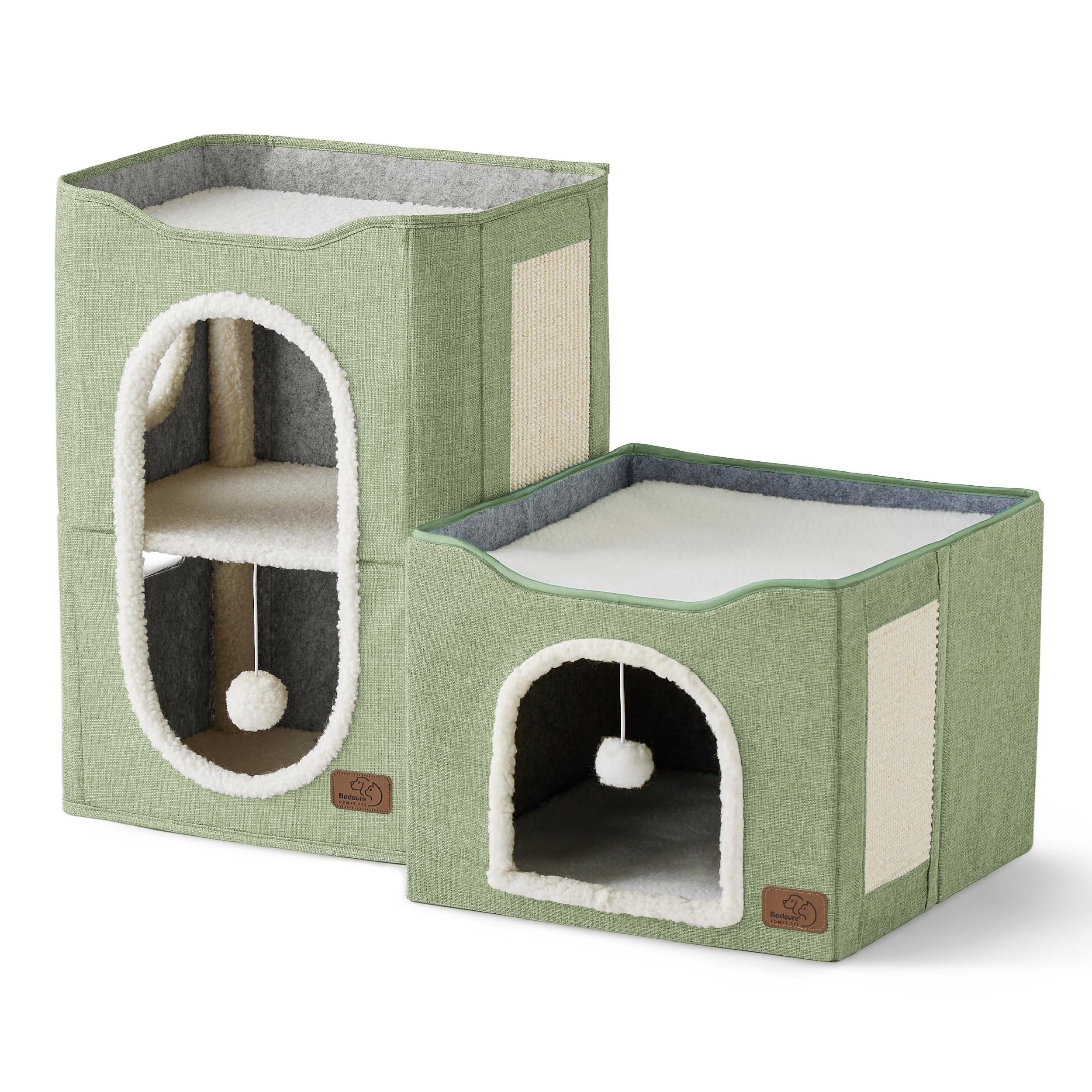Bedsure mueble-gato-casa-compacta-verde, ajuste práctico para sala.