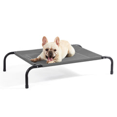 Bedsure cama alta exterior para perros, foco en elevación para comodidad al aire libre.