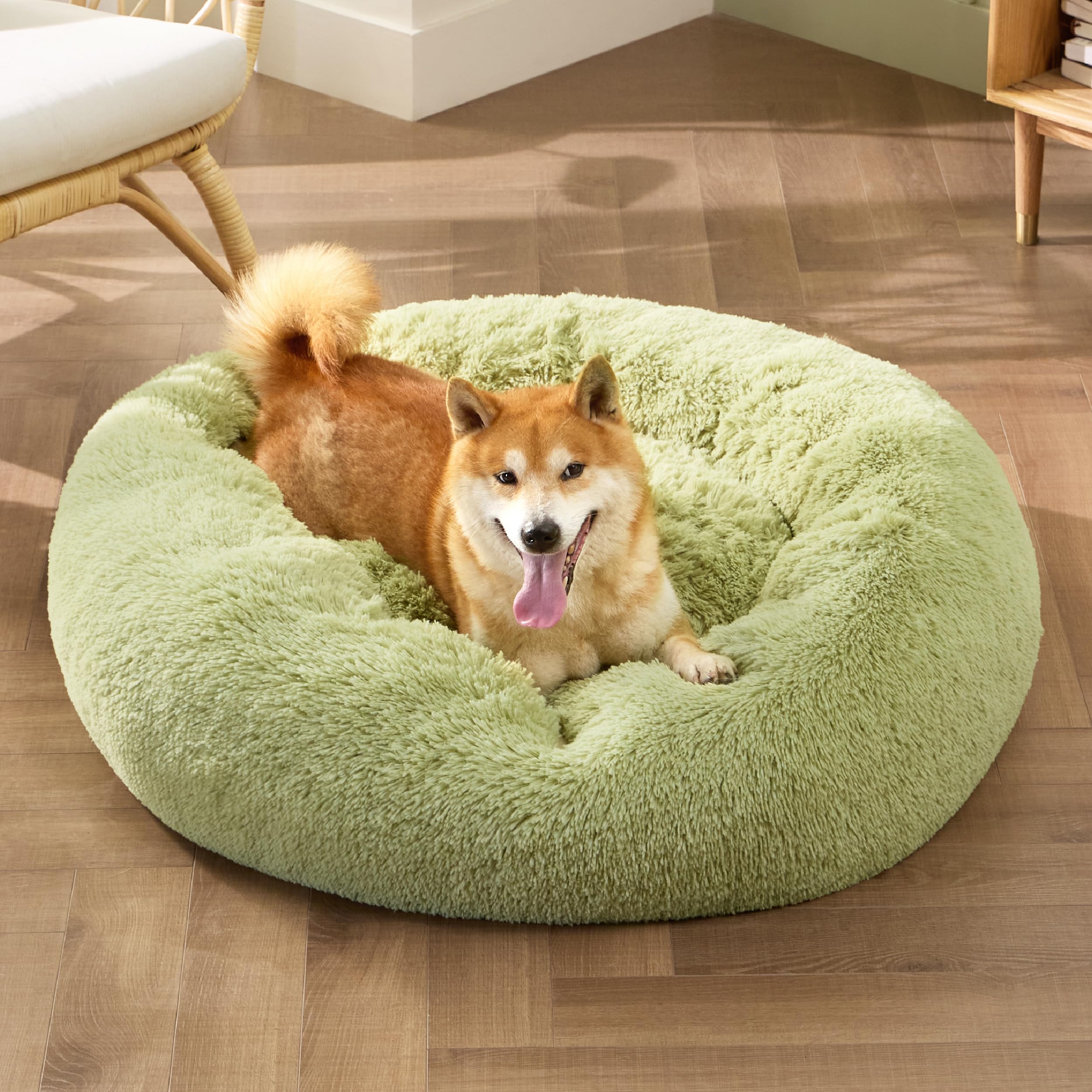 Bedsure pelo sintético suave en cama tipo rosquilla para mayor confort