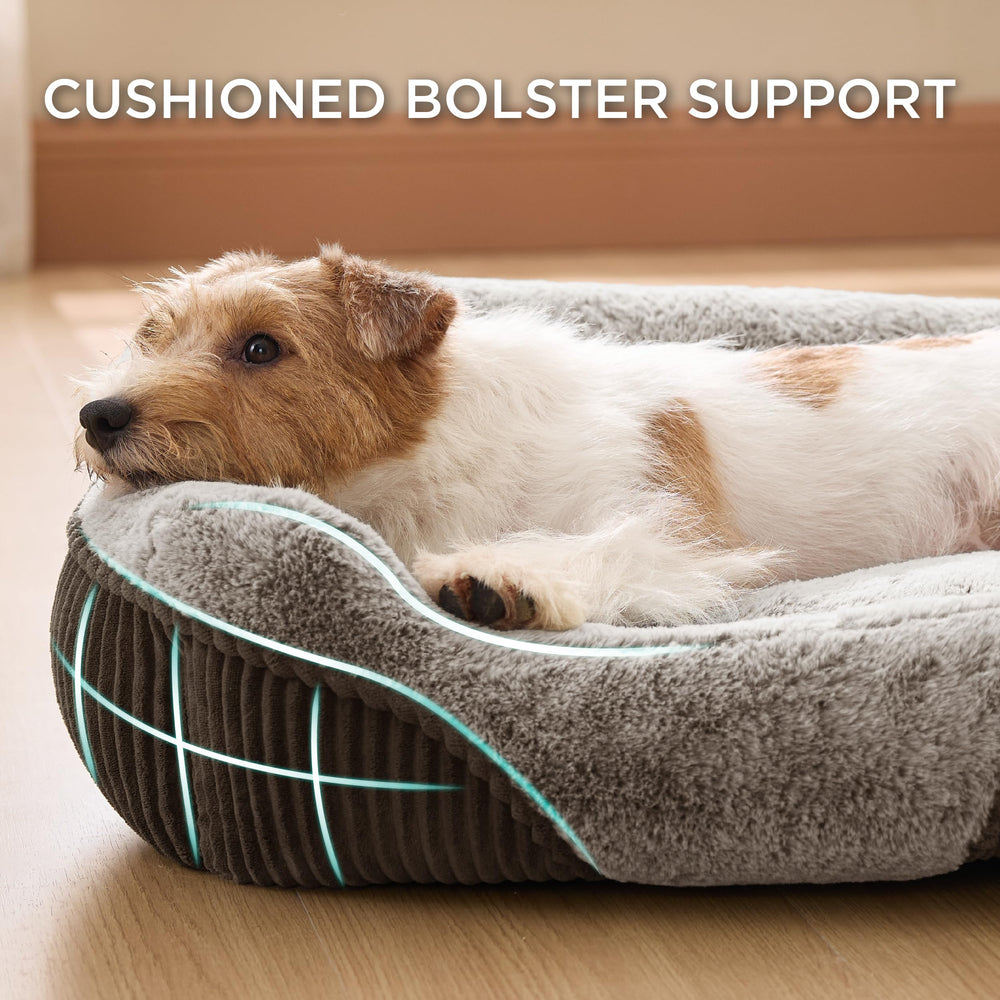 Bedsure cama perro tacto peluche alto brinda suavidad para descansar cómodamente.