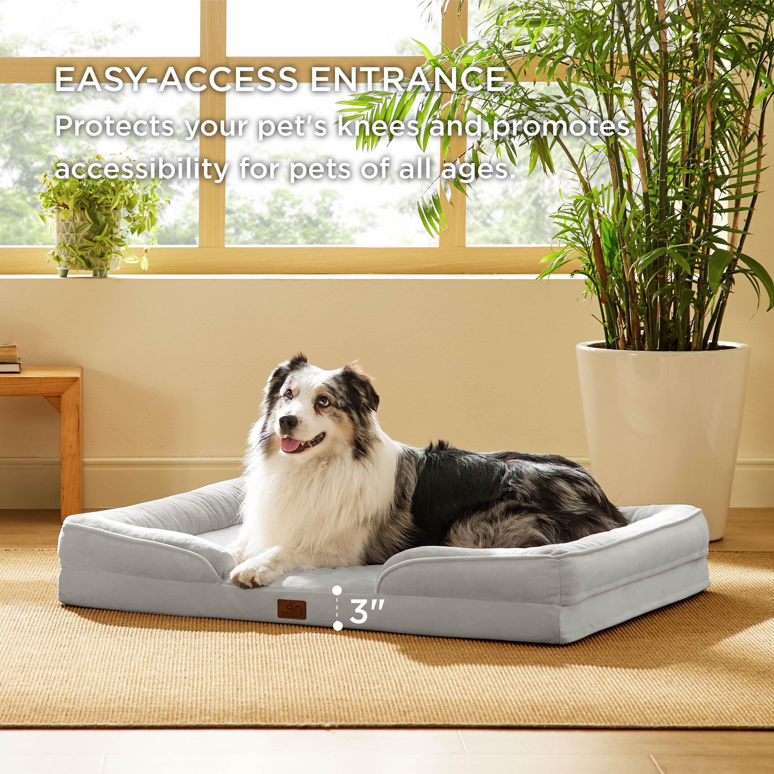 Bedsure base antideslizante visible, reduce deslizamientos y mantiene la cama en su lugar.