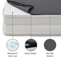 Bedsure cama impermeable con cubierta lavable, protege la espuma y facilita la limpieza.