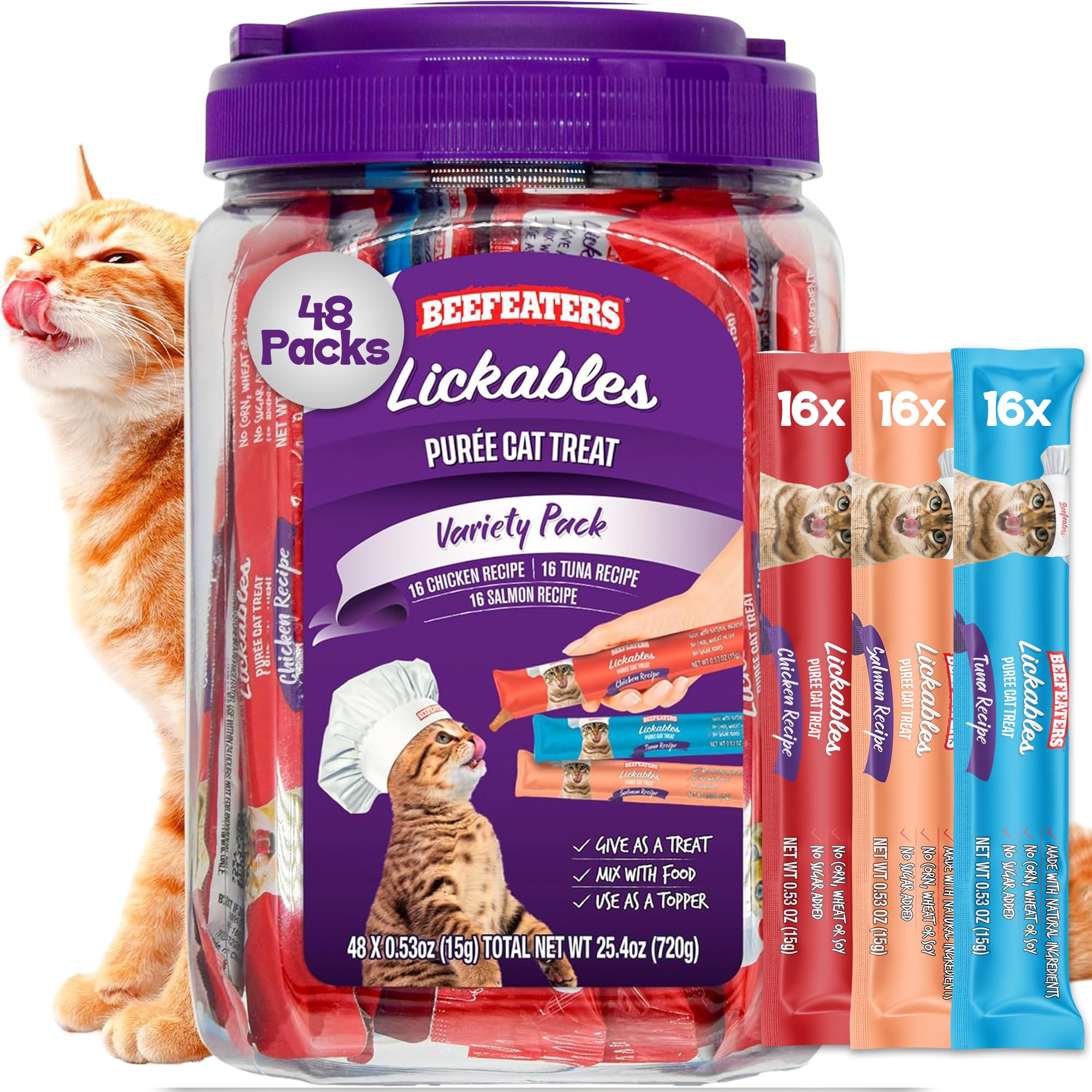 Beefeaters gatos puré salmón: textura cremosa para recompensa sabrosa.