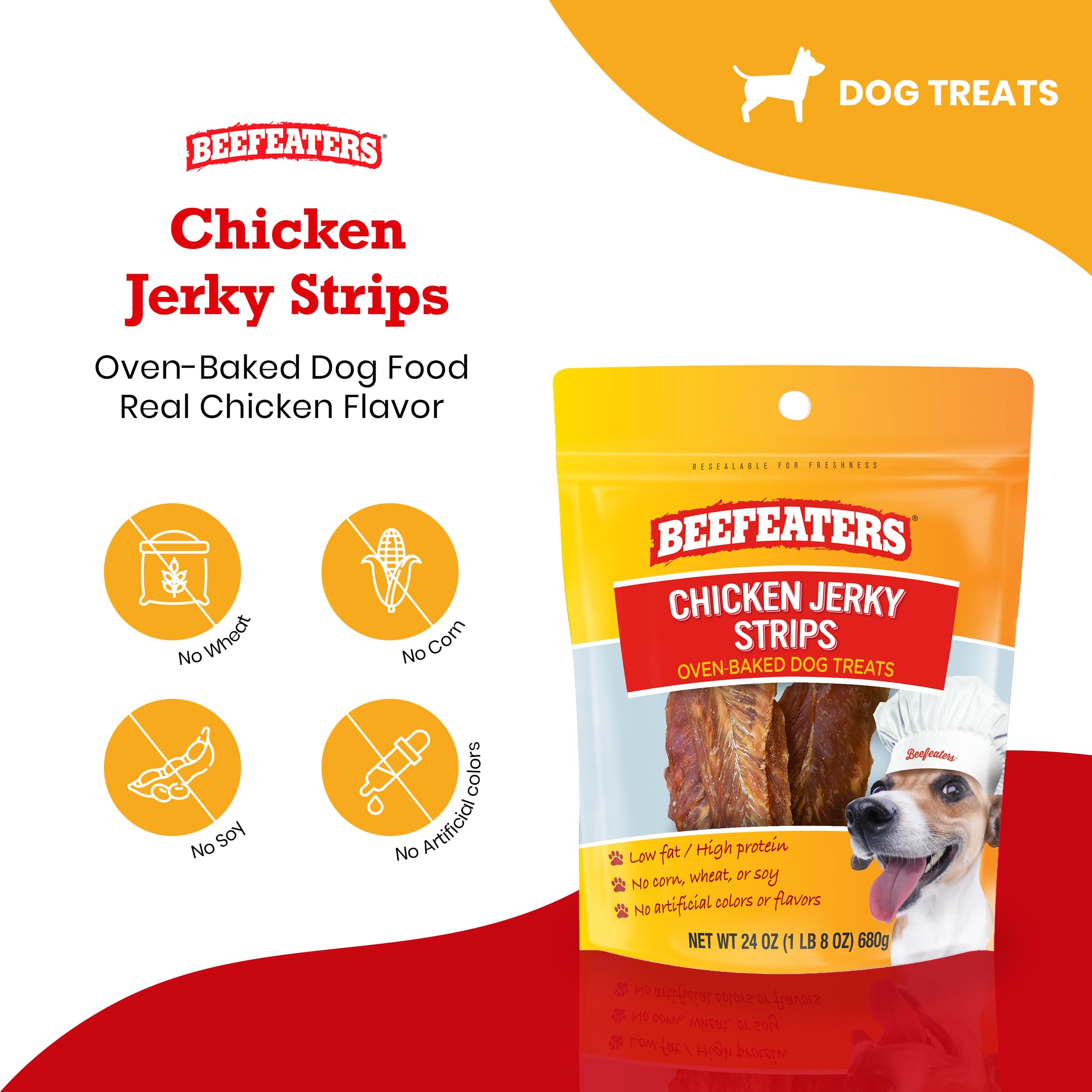 Beefeaters: tiras de pollo deshidratadas, textura natural para morder