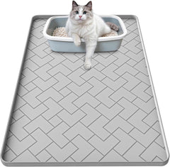 Beenxmyy Alfombrilla silicona para arenero, vista frontal: atrapa arena y mantiene el suelo limpio.