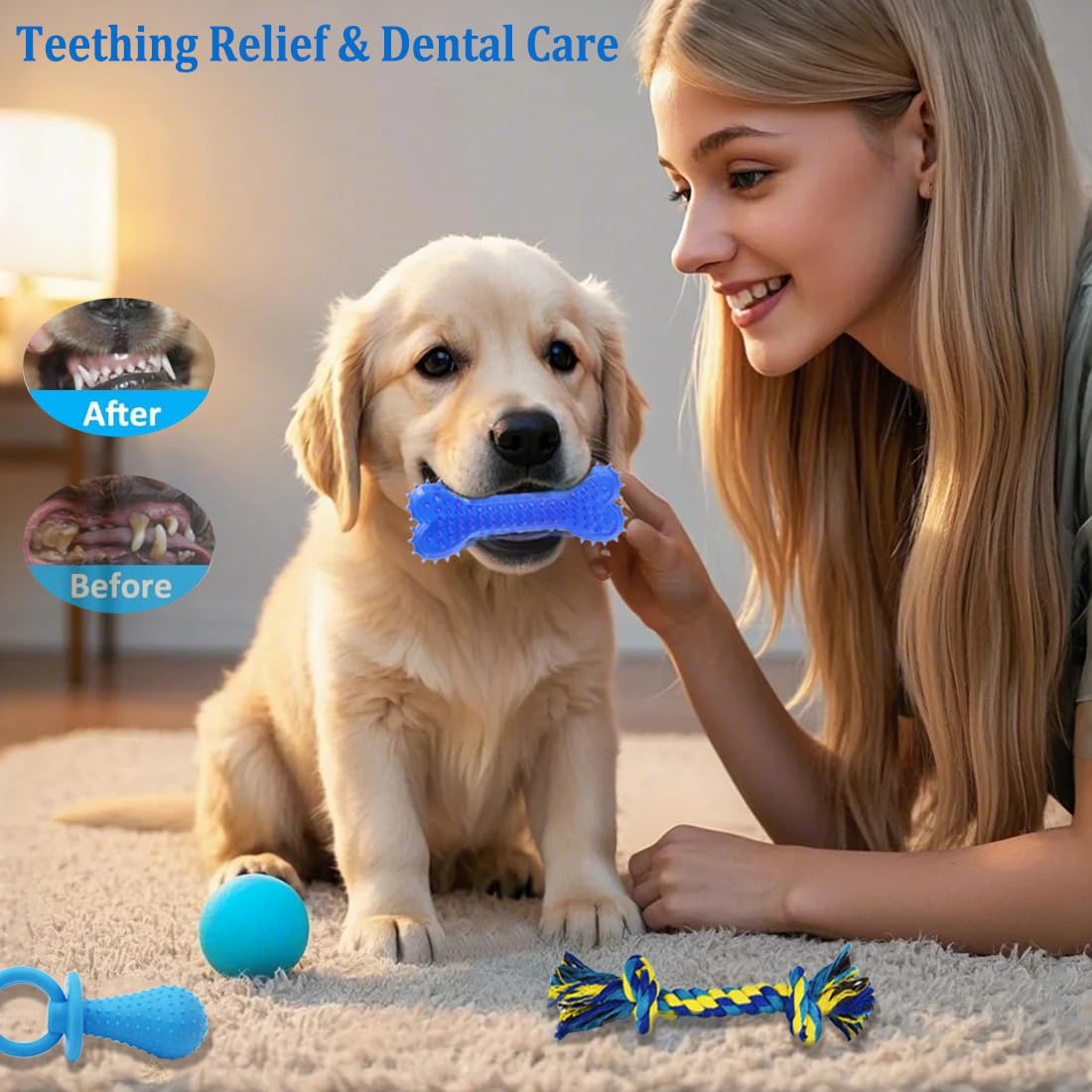 Beiker cuerdas para tirar y jugar azul para perros pequeños