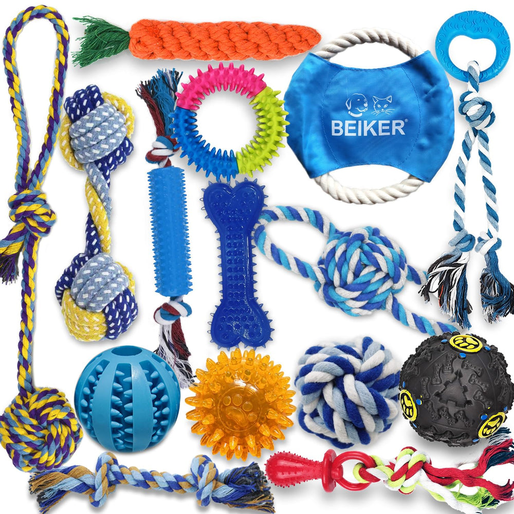 Beiker pack de 15 juguetes para cachorros, ideal para morder y jugar en casa