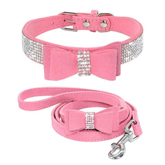 Beirui collar de cristal rosa con brillo, ideal para paseos elegantes.