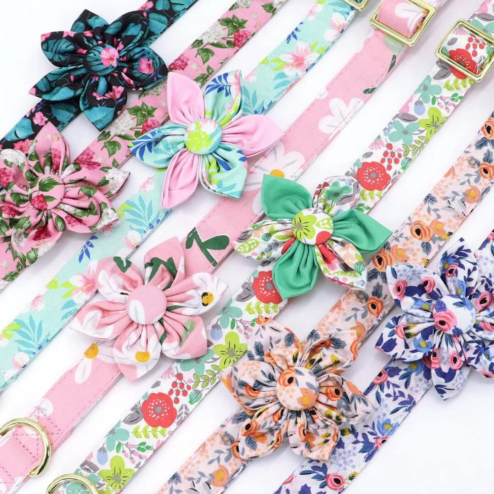 Beirui collar perro floral, material suave de algodón para comodidad diaria.