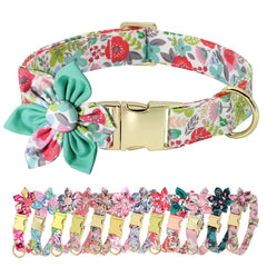 Beirui collar perro floral verde tamaño L, cómodo y seguro para paseos diarios.