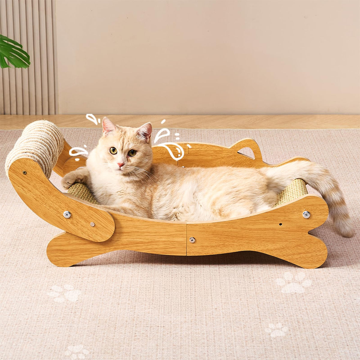 beitophome rascador gato 2 en 1 con hamaca para descanso y juego