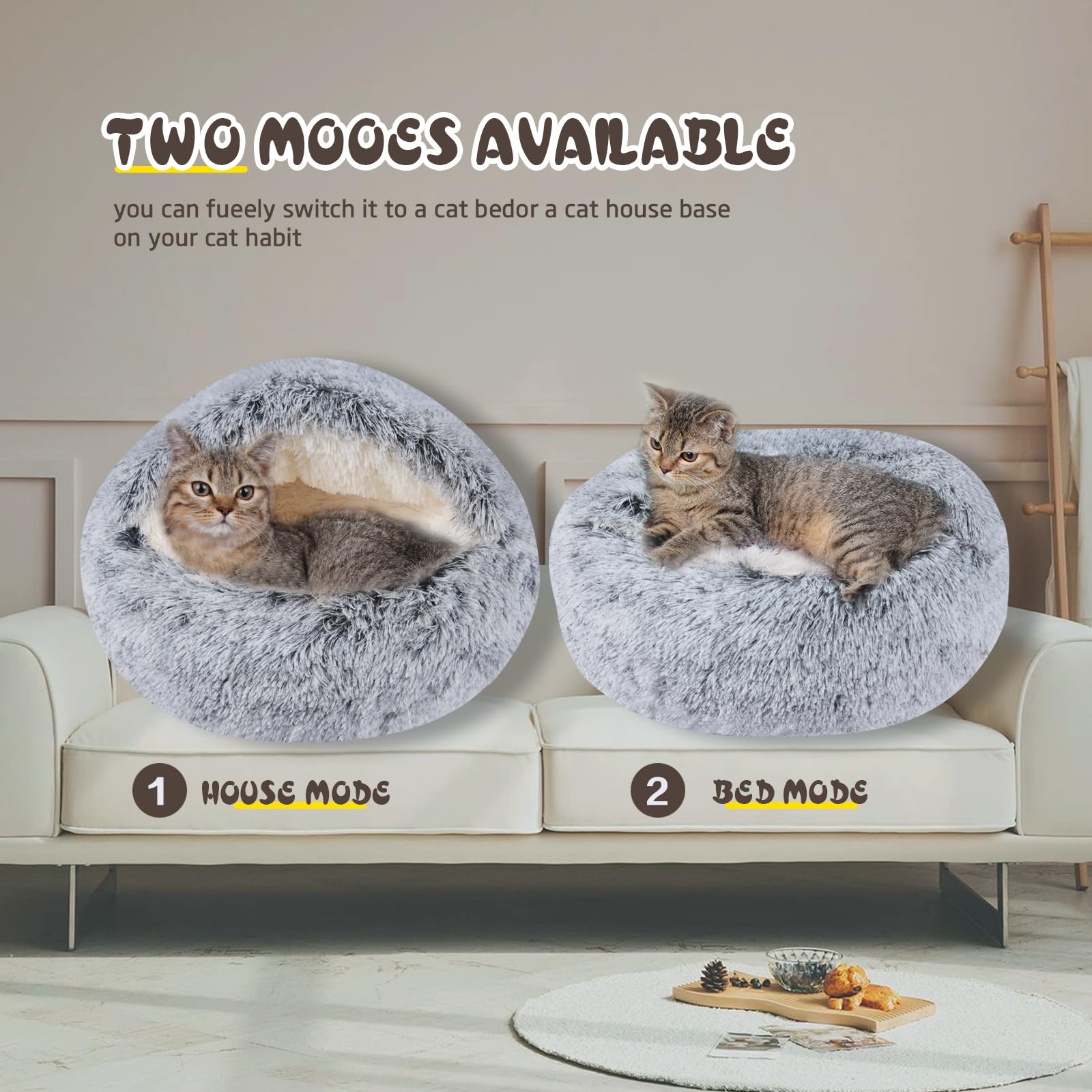 BELEEWILWON cama gato lavable en máquina: limpieza rápida para un ambiente fresco.