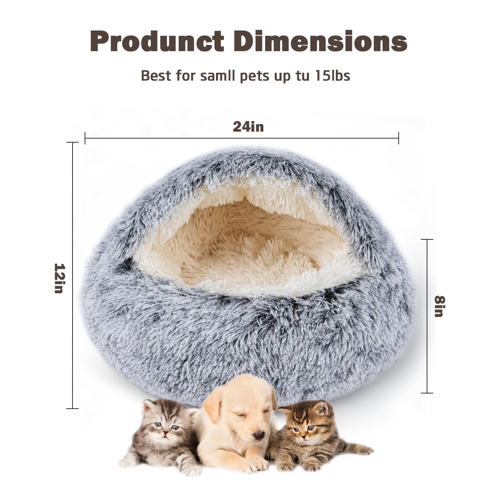 BELEEWILWON cama gato tejido peluche suave: sensación reconfortante para siesta tranquila.