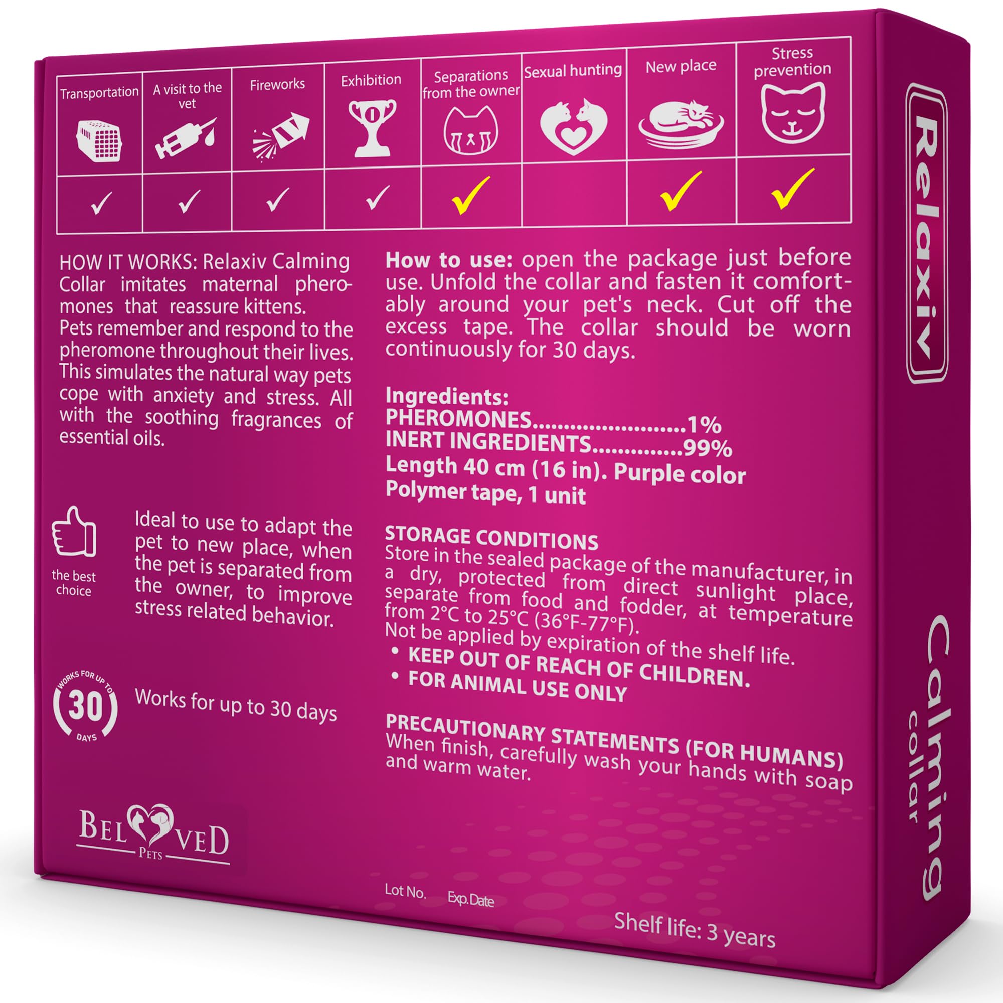 Cierre seguro del collar Beloved Pets para gato, diseño cómodo