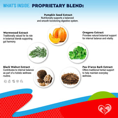 Beloved Pets Defensa Intestinal: etiqueta clara con ingredientes herbales