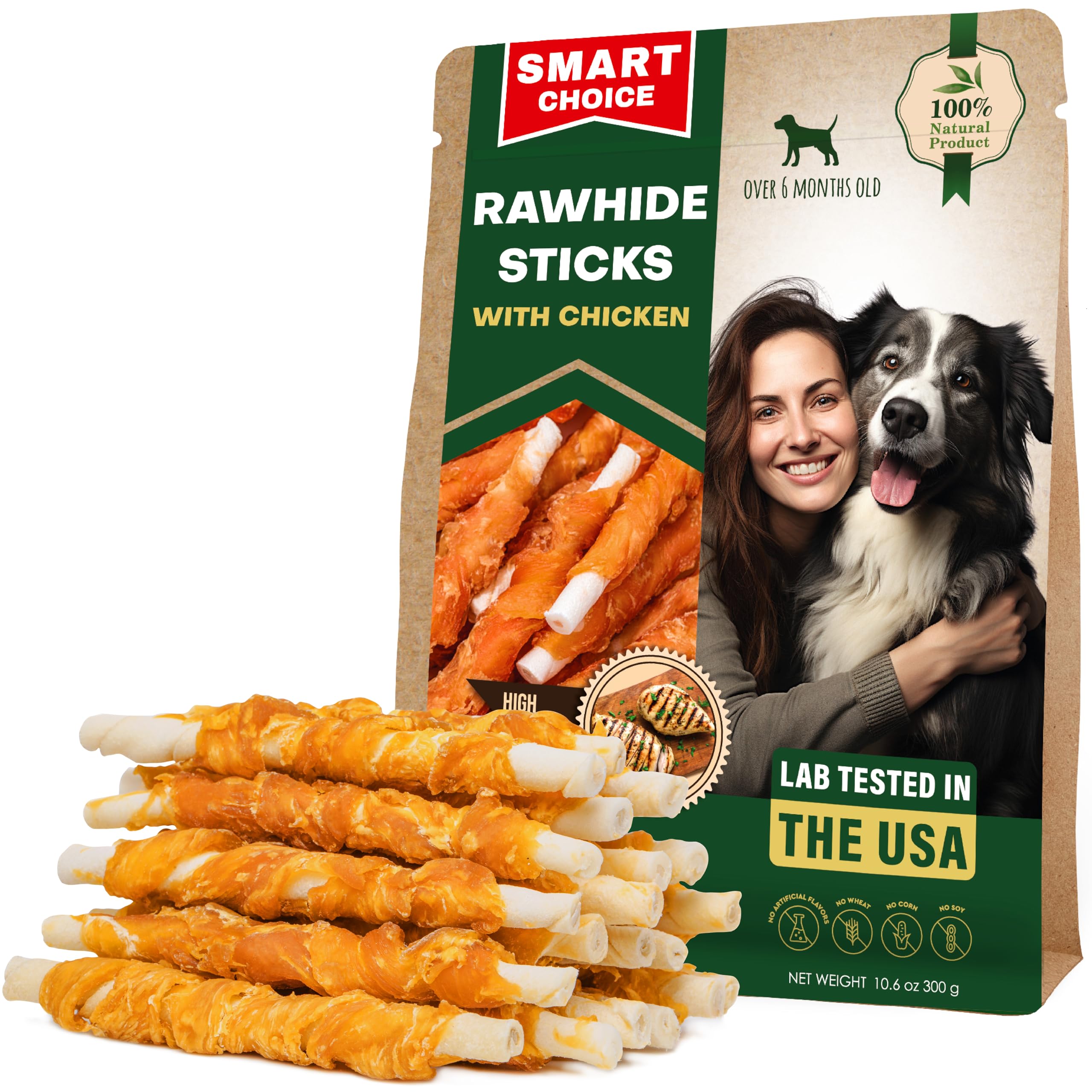 Beloved Pets envuelto pollo rawhide, snack duradero para entrenar perros