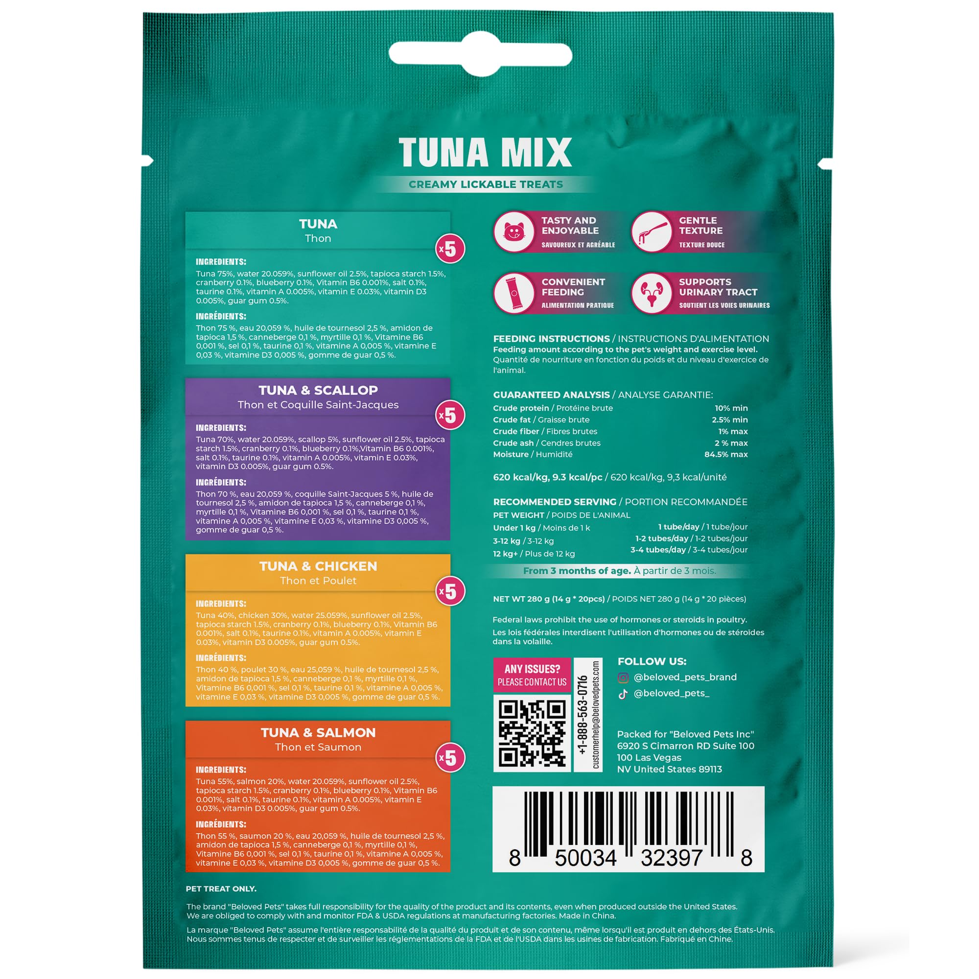Beloved Pets pack de 20 tubos para reposición conveniente.