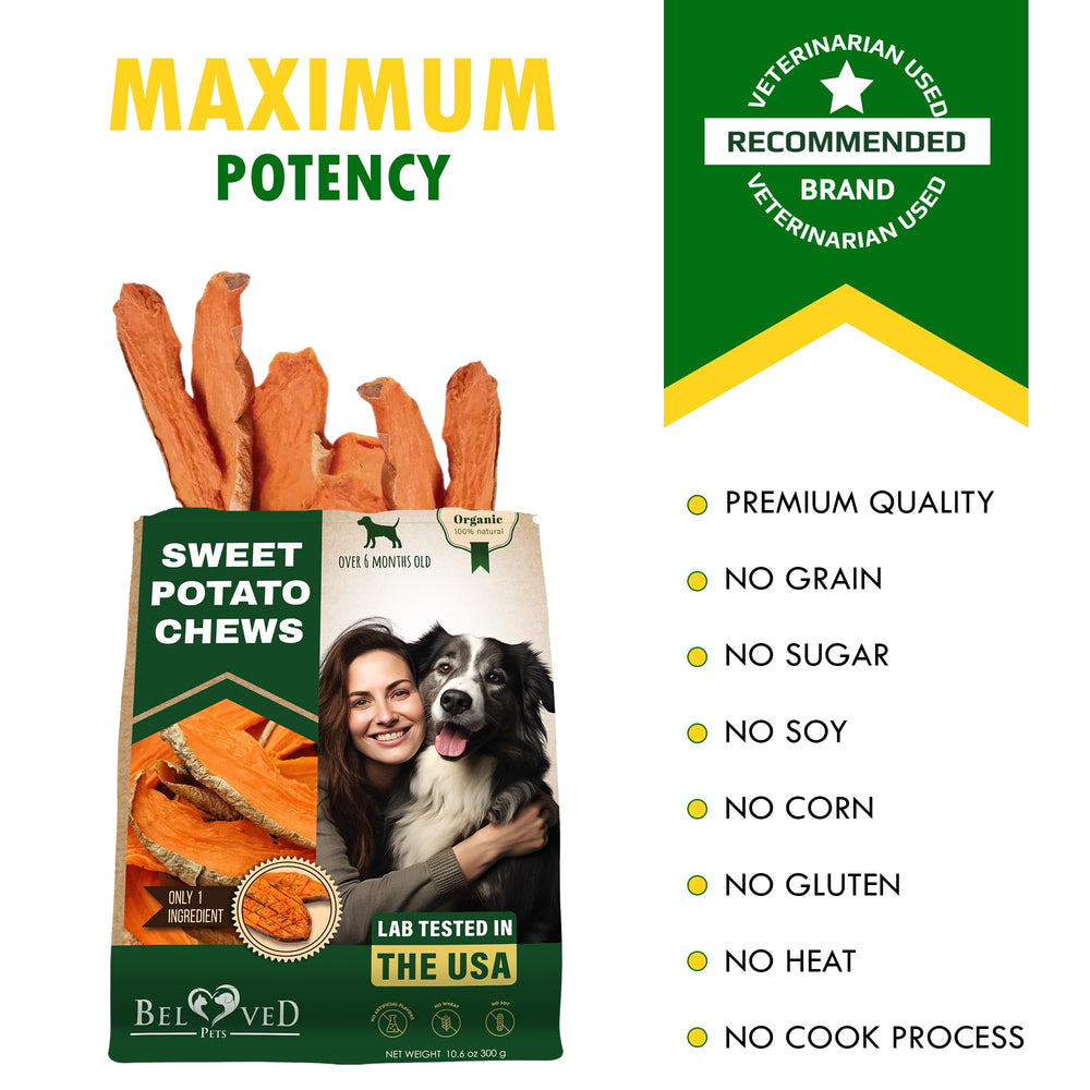 Beloved Pets patata dulce, práctica para meriendas en movimiento durante paseos.